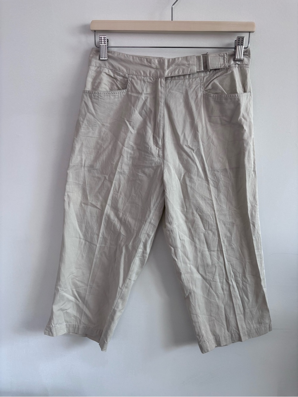 Classic Lightweight- Off White-Light Cream Wide-Leg Cropped Capris Pants- Size 4